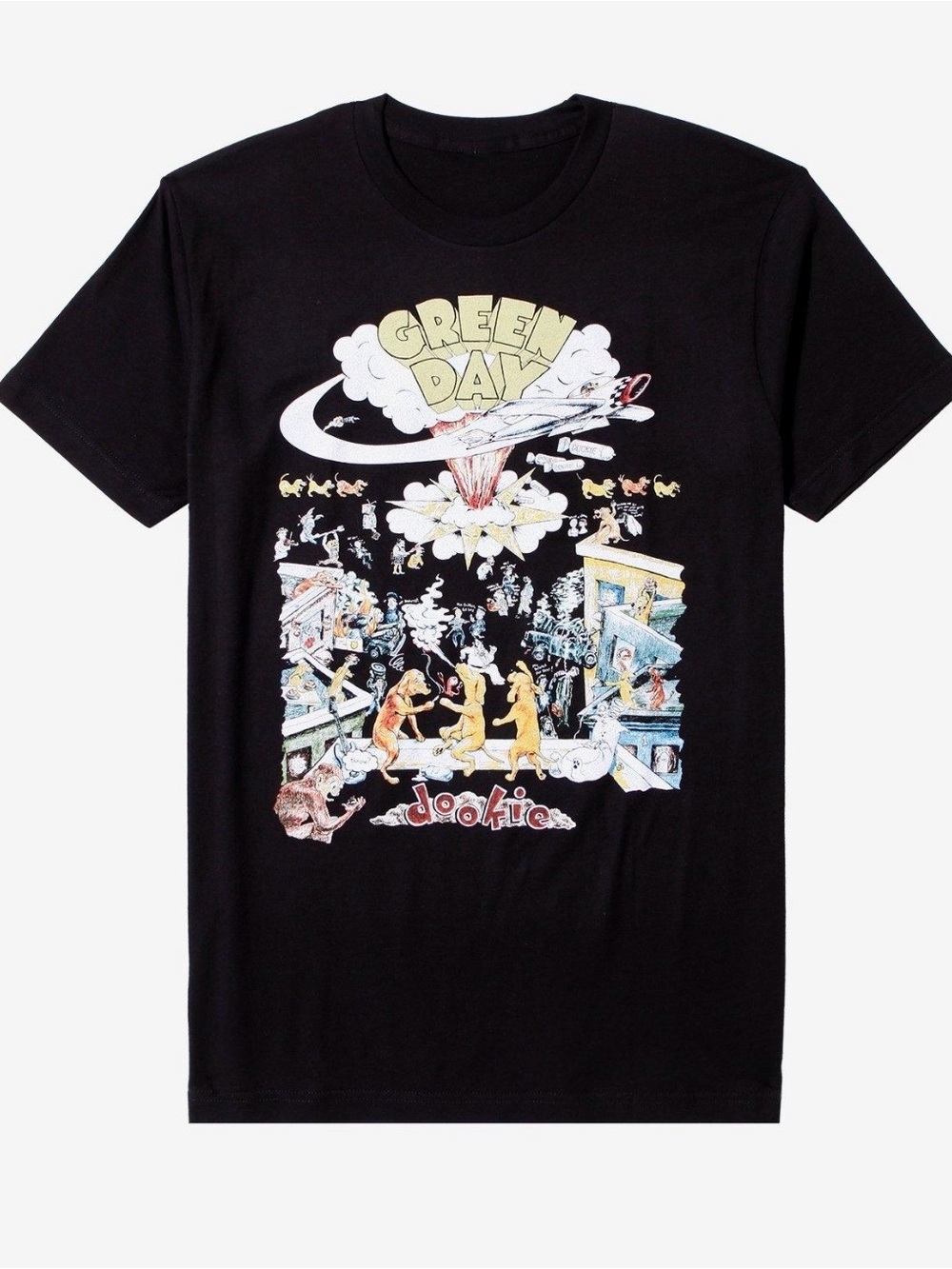 Hot Topic Black Green Day 'Dookie' Dogs Graphic Tee